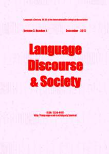 Language & Society, RC 25 of the International Sociological Association  Volume 2, Number 1 December 2012