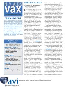 HIV/AIDS  vax AN IAVI REPORT BULLETIN  www.iavi.org