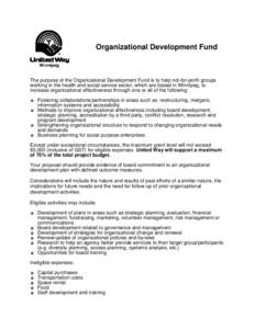 Organizational Development Fund Criteria and Application 2013