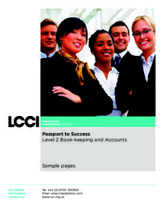 Passport to Success Level 2 Book-keeping and Accounts Sample pages  For further