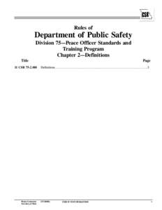 Rules of  Department of Public Safety Division 75—Peace Officer Standards and Training Program Chapter 2—Definitions