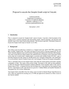 L203 Proposal to encode the Gunjala Gondi script in Unicode Anshuman Pandey Department of Linguistics