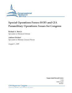Special Operations Forces (SOF) and CIA Paramilitary Operations: Issues for Congress