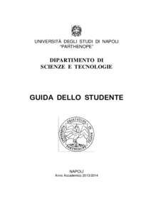 UNIVERSITÀ DEGLI STUDI DI NAPOLI “PARTHENOPE” DIPARTIMENTO DI SCIENZE E TECNOLOGIE