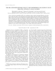 Evolution, 54(1), 2000, pp. 259–272  THE RELATIONSHIP BETWEEN SEXUAL SIZE DIMORPHISM AND HABITAT USE IN GREATER ANTILLEAN ANOLIS LIZARDS MARGUERITE A. BUTLER,1,2 THOMAS W. SCHOENER,3