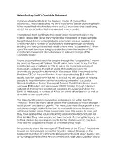 Helen Godfrey-Smith’s Candidate Statement: I believe wholeheartedly in the business model of cooperative economics. I have dedicated my life’s work to the pursuit of proving that it is the model that will ultimately 