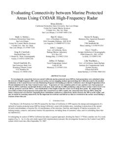 Evaluating Connectivity between Marine Protected Areas (MPAs) Using CODAR High-Frequency (HF) Radar