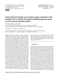 Nat. Hazards Earth Syst. Sci., 15, 487–504, 2015 www.nat-hazards-earth-syst-sci.net[removed]doi:[removed]nhess[removed] © Author(s[removed]CC Attribution 3.0 License.  Future discharge drought across climate reg