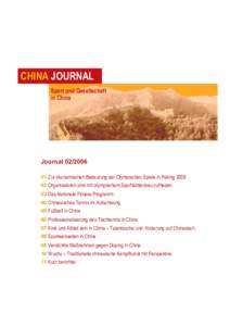 CHINA JOURNAL Sport und Gesellschaft in China JournalZur ökonomischen Bedeutung der Olympischen Spiele in Peking 2008