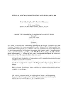 Map 1: Distribution of the Puerto Rican Population in United States: 2008