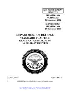United States Department of Defense / Identifiers / IUID / MIL-STD-130N / Information / Barcodes / MIL STD 130 / UID-marking / Identification / Universal identifiers / Standards