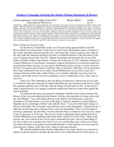 Southern Campaign American Revolution Pension Statements & Rosters Pension application of Maximilian Conner W75 Transcribed by Will Graves Phoebe (Phebe)