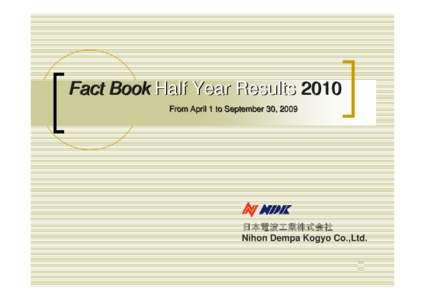 Fact Book Half Year Results 2010 From April 1 to September 30, 2009 日本電波工業株式会社 Nihon Dempa Kogyo Co.,Ltd. 0