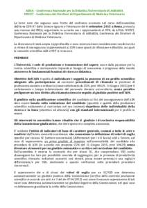 AISSA	
  –	
  Conferenza	
  Nazionale	
  per	
  la	
  Didattica	
  Universitaria	
  di	
  AGRARIA	
   SISVET	
  -­‐	
  Conferenza	
  dei	
  Direttori	
  di	
  Dipartimento	
  di	
  Medicina	
  Vet