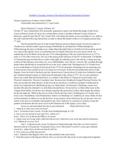 Southern Campaign American Revolution Pension Statements & Rosters Pension Application of Henry Carter S12684 Transcribed and annotated by C. Leon Harris State of Kentucky County of Barren Sct. On this 19th day of Septem