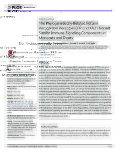 The Phylogenetically-Related Pattern Recognition Receptors EFR and XA21 Recruit Similar Immune Signaling Components in Monocots and Dicots