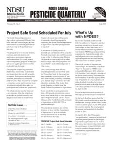 Volume 29, No. 2  May 2011 Project Safe Send Scheduled For July The North Dakota Department of