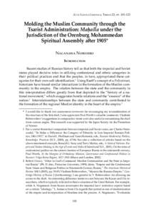 Acta Slavica Iaponica, Tomus 23, ppMolding the Muslim Community through the Tsarist Administration: Maalla under the Jurisdiction of the Orenburg Mohammedan Spiritual Assembly after 1905*