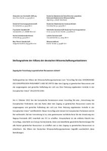 Alexander von Humboldt-Stiftung Jean-Paul-Straße 12, 53173 Bonn Deutsche Akademie der Naturforscher Leopoldina Nationale Akademie der Wissenschaften Jägerberg 1, 06108 Halle/Saale