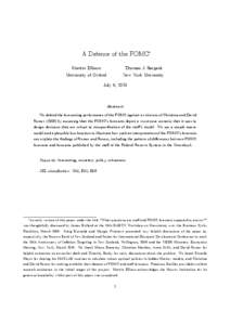A Defence of the FOMC∗ Martin Ellison Thomas J. Sargent  University of Oxford