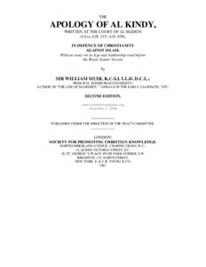 Islam and other religions / Islam / Mohammedan / Mahomet / Apology / Stolen Generations / Australia / Apology of al-Kindy / Socratic dialogues / William Muir / British people