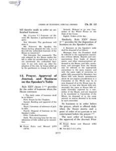 ORDER OF BUSINESS; SPECIAL ORDERS  Seventh. Motions to go into Committee of the Whole House on the State of the Union. Eighth. Orders of the day.