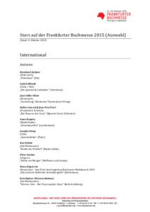 Stars auf der Frankfurter BuchmesseAuswahl) (Stand: 5. OktoberInternational Autoren: Bernhard Aichner