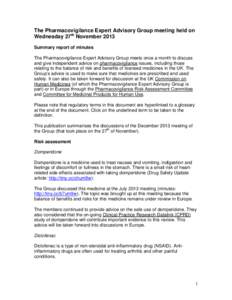 Microsoft Word - FINAL summary report PEAG meeting held 27 Nov 2013.doc