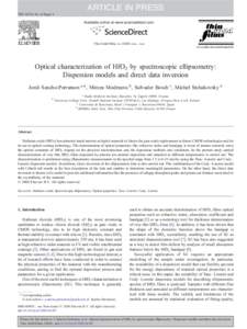 Spectroscopy / Ellipsometry / Radiometry / Physical quantities / Refractive index / Optics / Indium nitride / Chemistry / Physics / Measurement