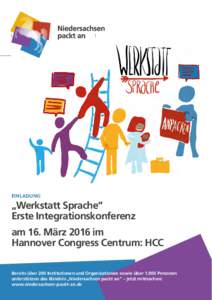 EINLADUNG  „Werkstatt Sprache“ Erste Integrationskonferenz am 16. März 2016 im Hannover Congress Centrum: HCC