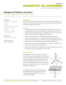 www.exploratorium.edu/geometryplayground/activities  Playground Patterns of Cracks Are some angles more common than others? Materials