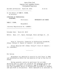 State of New York Supreme Court, Appellate Division Third Judicial Department Decided and Entered: March 29, 2012 ___________________________________