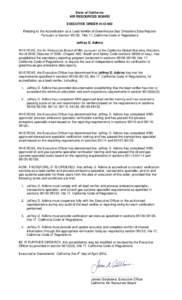 State of California AIR RESOURCES BOARD EXECUTIVE ORDER H[removed]Relating to the Accreditation as a Lead Verifier of Greenhouse Gas Emissions Data Reports Pursuant to Section 95132, Title 17, California Code of Regulatio