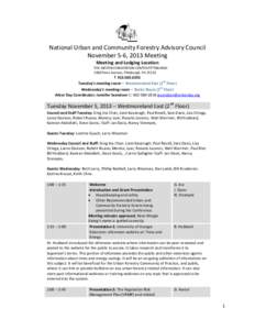 National Urban and Community Forestry Advisory Council November 5-6, 2013 Meeting