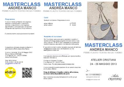 MASTERCLASS MASTERCLASS ANDREA MANCO PRIMO FLAUTO TEATRO REGIO TORINO  Programma