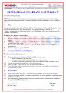 OCCUPATIONAL H & S MANAGEMENT SYSTEM  O.H.S SectionREV 6.2