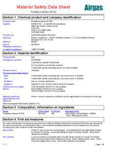 Material Safety Data Sheet Pentafluoroethane (R125)