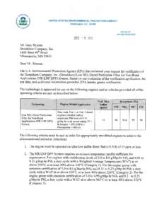 December 5, 2013, Verification Letter from EPA to Donaldson Company, Inc.