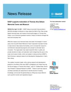 Microsoft Word - News Release - Edison Memorial Tower - FINAL.doc