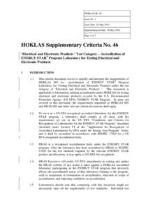 HOKLAS SC-46 Issue No. 2 Issue Date: 20 May 2014 Implementation Date: 20 May 2014 Page 1 of 3