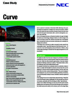 Case Study  Curve Curve opened in Leicester in November 2008, following a five year development programme. Designed by renowned architect, Rafael Vinoly, the theatre has been funded by Leicester Council, the Arts Council