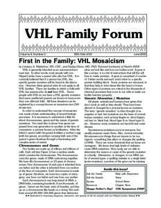 VHL Family Forum Volume 8, Number 2 ISSN[removed]June 2000