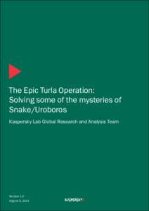 The Epic Turla Operation: Solving some of the mysteries of Snake/Uroboros Kaspersky Lab Global Research and Analysis Team  Version 1.0
