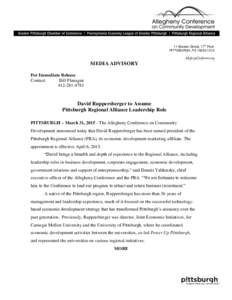 11 Stanwix Street, 17th Floor PITTSBURGH, PAAlleghenyConference.org  MEDIA ADVISORY