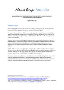 SUBMISSION TO ATTORNEY-GENERAL’S DEPARTMENT, ONLINE COPYRIGHT INFRINGEMENT DISCUSSION PAPER—Newscorp Australia—5 September 2014