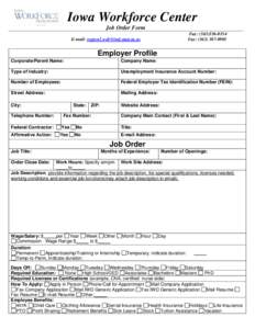 Iowa Workforce Center Job Order Form Fax: ([removed]Fax: ([removed]E-mail: [removed]