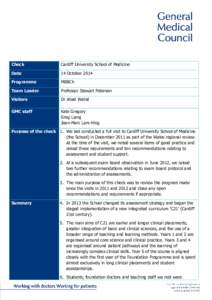 Cardiff Medical School 2014 check report response