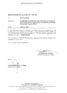 MEMORANDUM CIRCULAR NO. PCT[removed]TO All Concerned