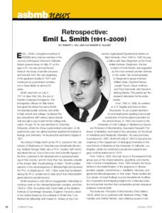 asbmbnews Retrospective: Emil L. Smith (1911–[removed]BY ROBERT L. HILL AND ALEXANDER N. GLAZER