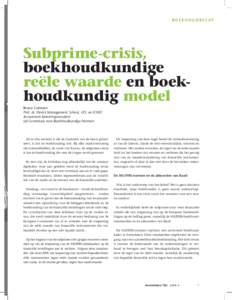 B oek h oudrec h t  Subprime-crisis, boekhoudkundige reële waarde en boekhoudkundig model Bruno Colmant